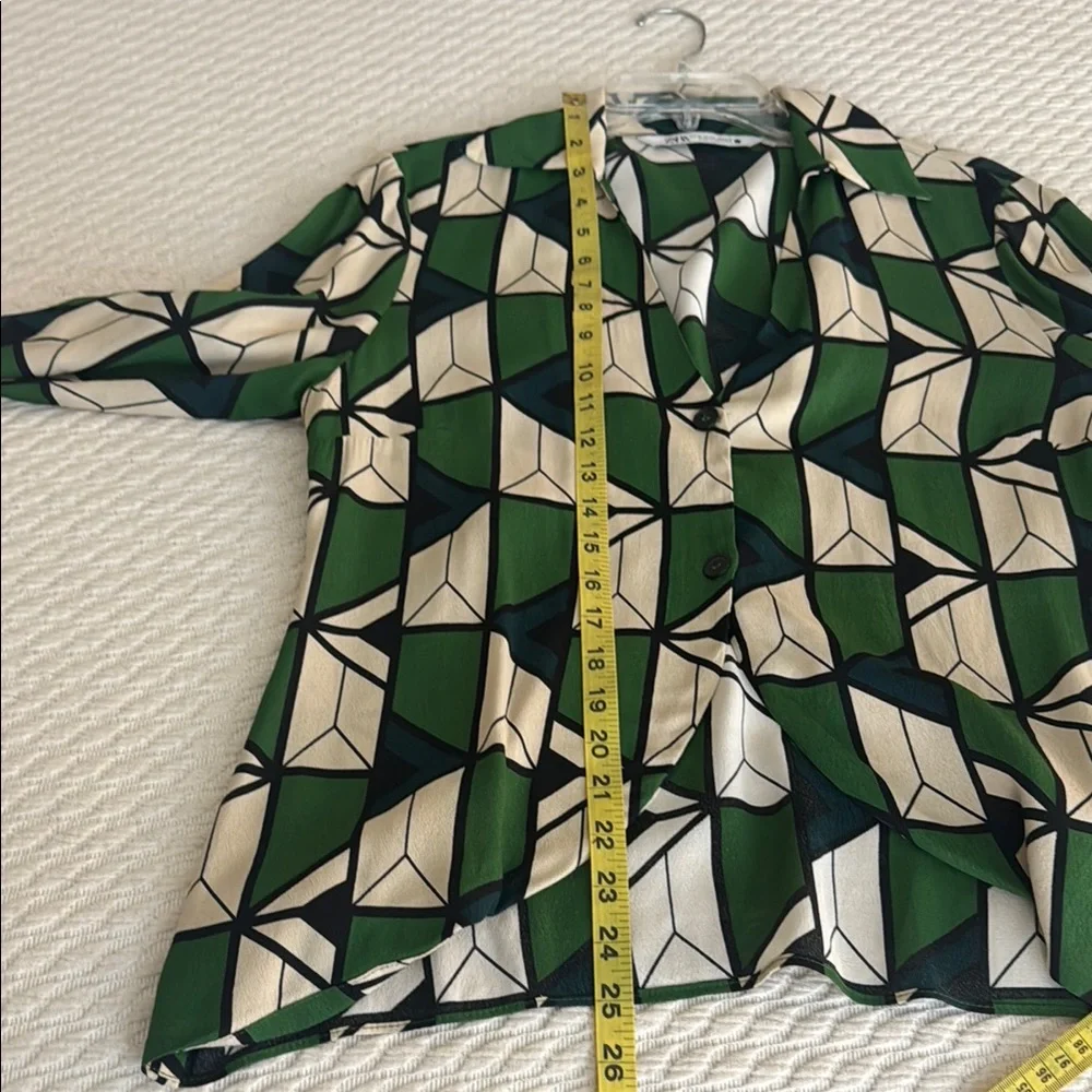 Zara Geometric Green and Cream Women's Pants Co-ord Jumpsuit - Picture 5 of 12